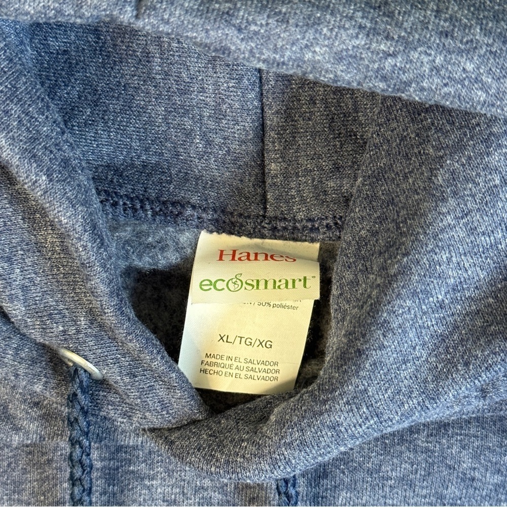 Hanes Men's Eco Smart Hoodie. Cotton Blend Heather Blue. XL #1526 - Picture 6 of 7